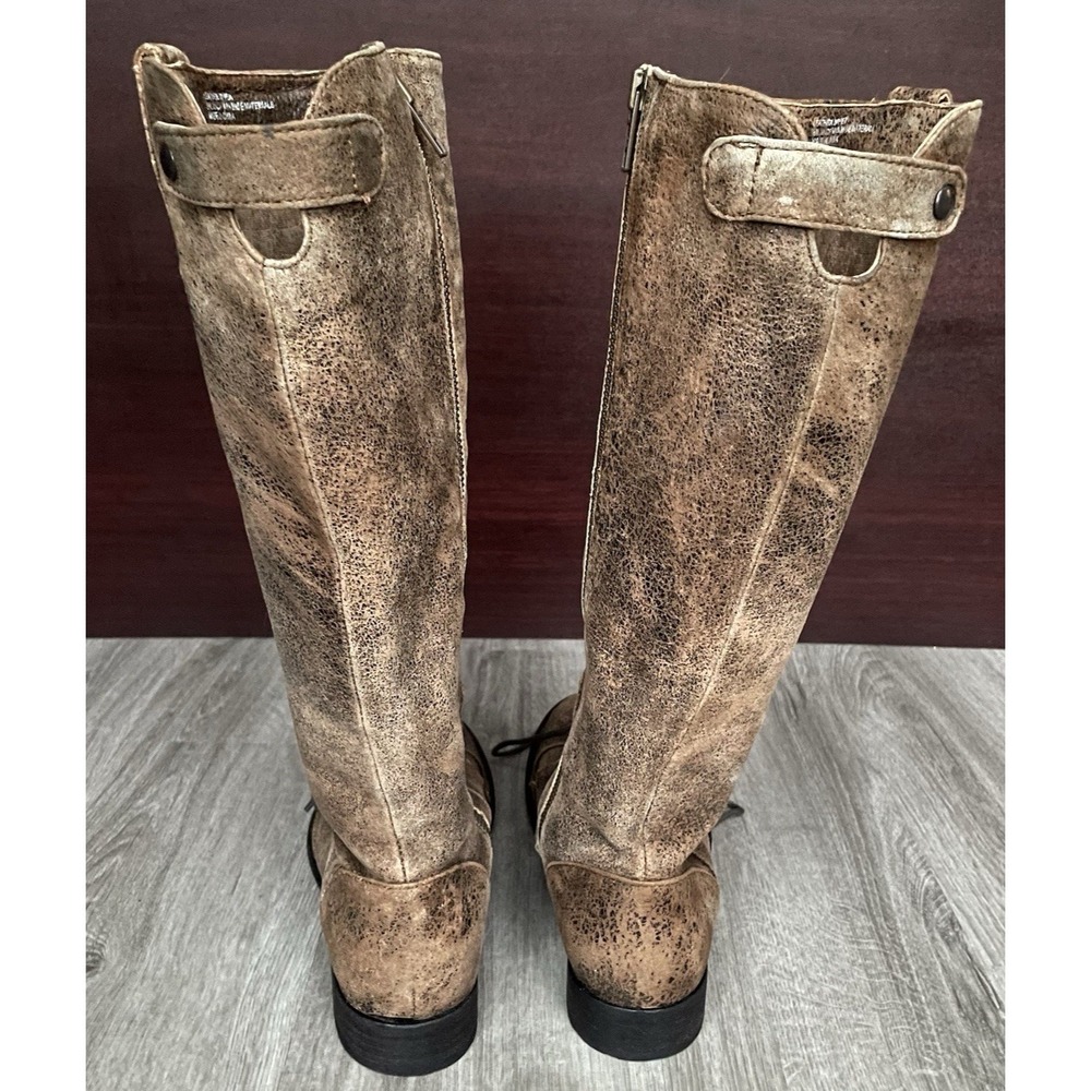 Born Crown Gilmore Distressed Leather Tall Riding Boots Women's Size 6 /EU36.5 - Picture 4 of 10
